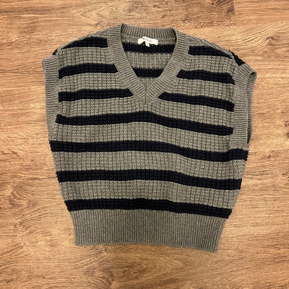 Madewell Waffle Knit Sweater Vest in Stripe - Size Small - Picture 5 of 9
